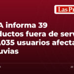 INAPA informa 39 acueductos fuera de servicio y 366,035 usuarios afectados por lluvias